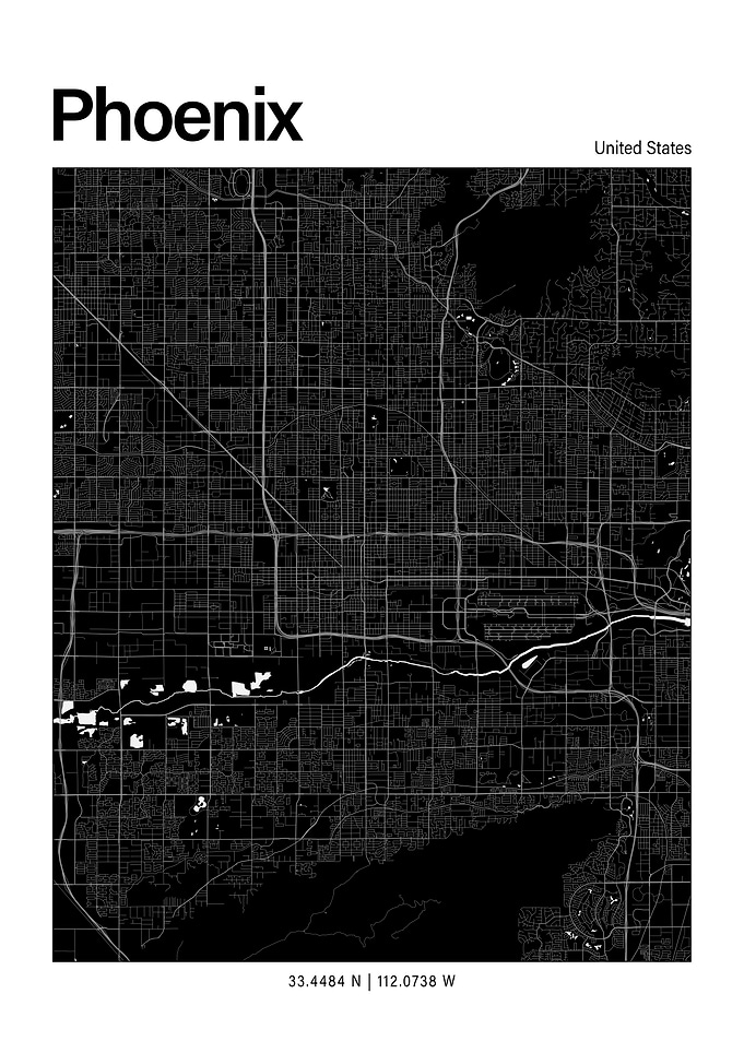Phoenix Black and White Map