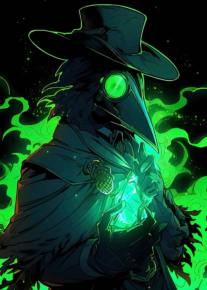 Plague Doctor with Glowing Crystal