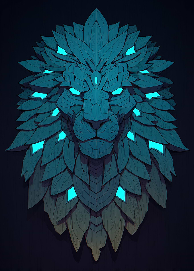 Abstract Lion Head with Glowing Accents