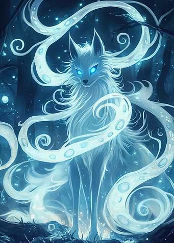 Mystical Fox Spirit Blue Forest