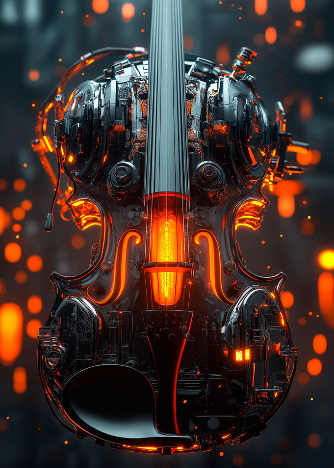 Cyberpunk Violin with Glowing Accents
