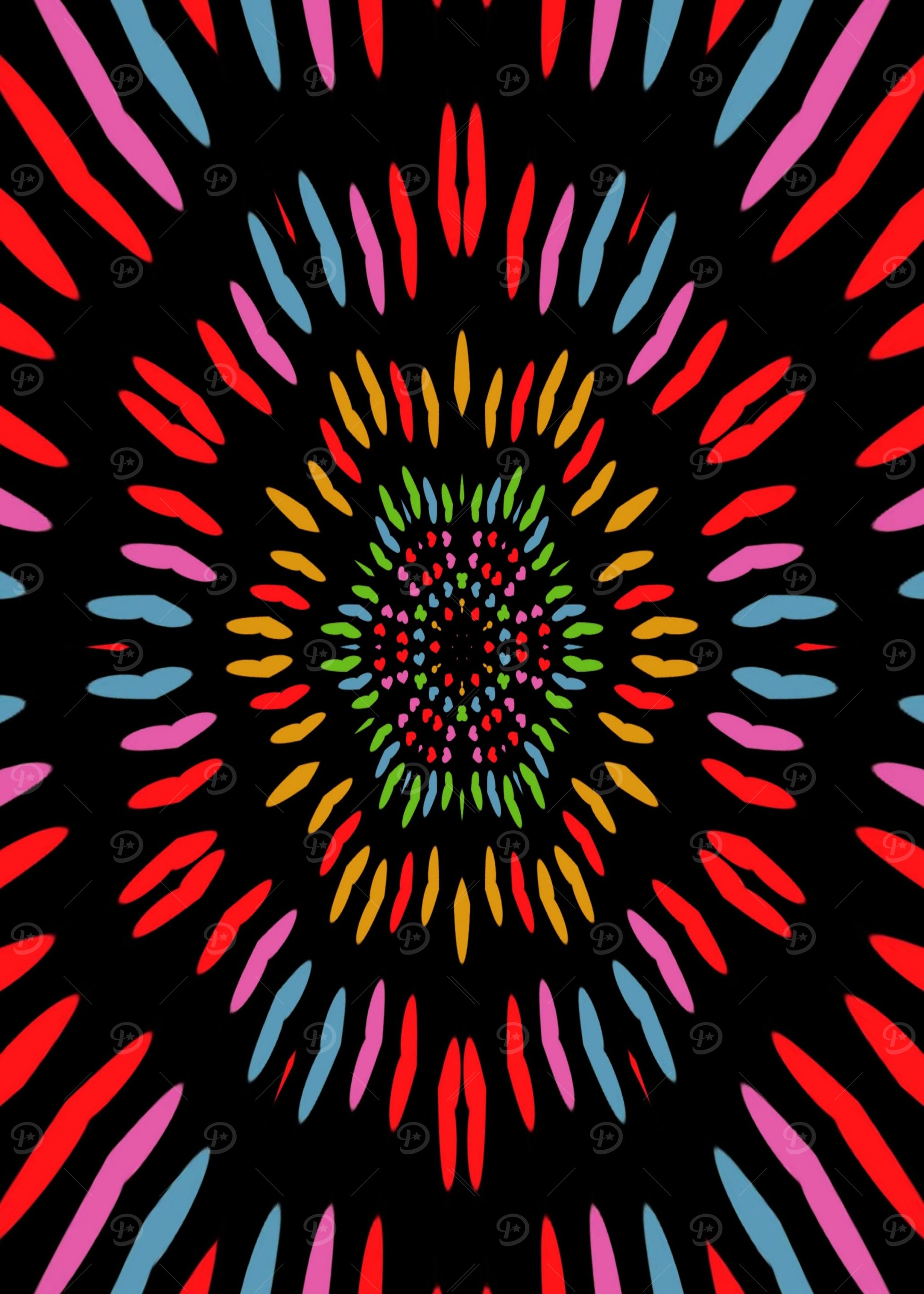 Colorful Abstract Concentric Pattern on Black