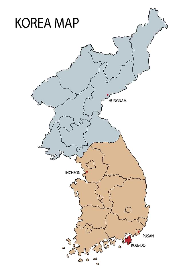 Korea Map with Cities