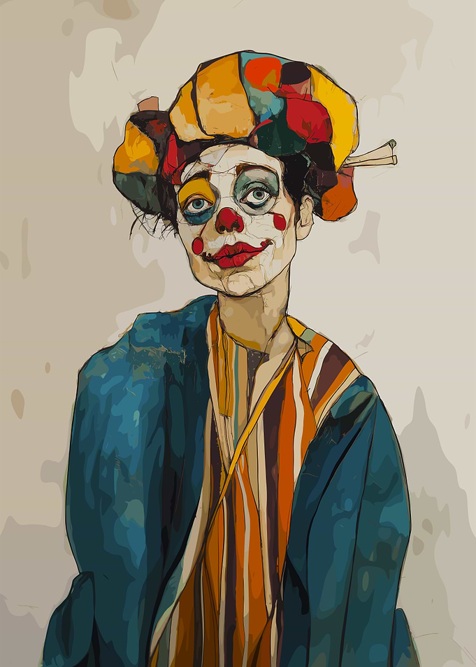 Clown with Colorful Hat