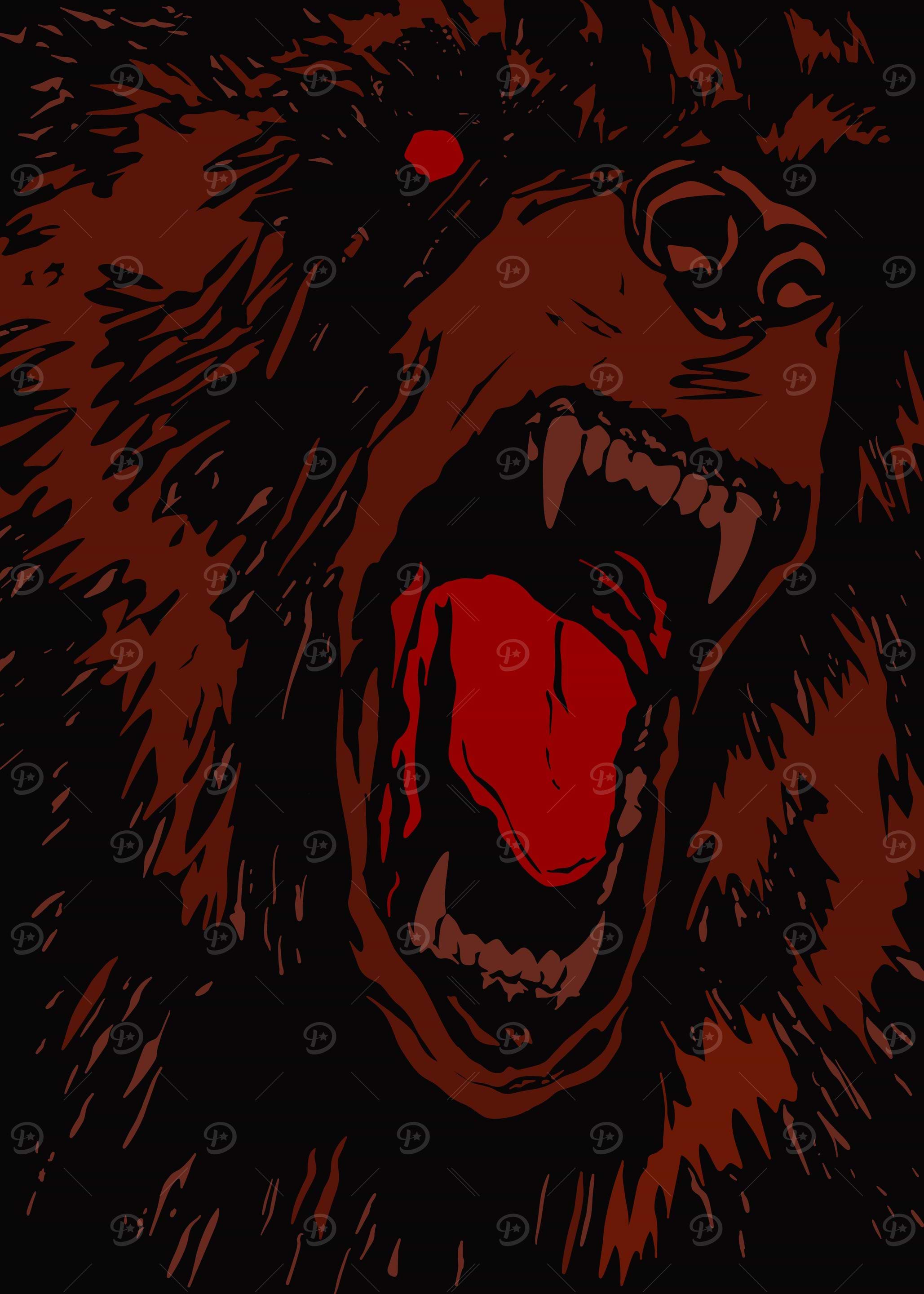 Roaring Bear with Red Eye