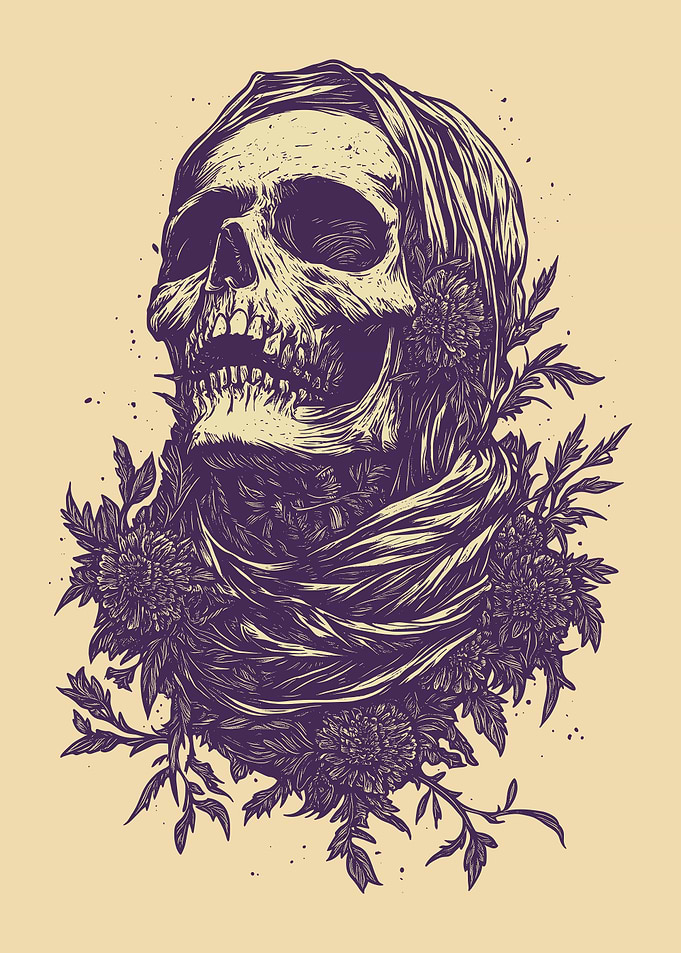 Floral Skull Illustration
