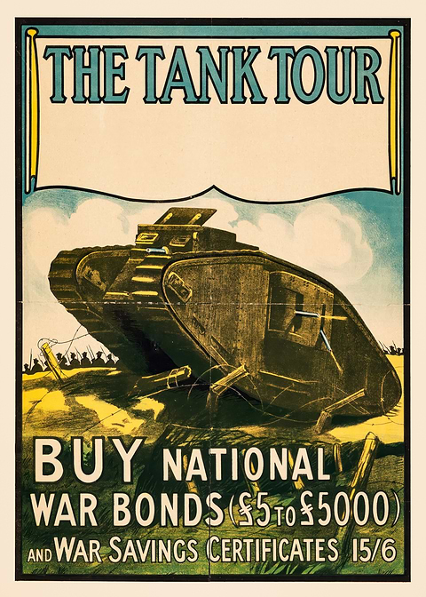 The Tank Tour War Bonds Poster — retro advertising art on metal