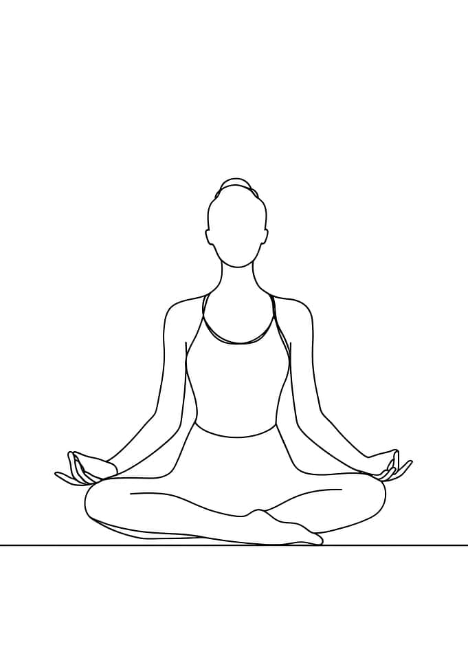 Woman in Lotus Position Minimalist Line Art
