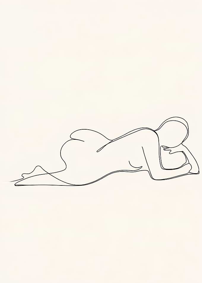 Minimalist Line Art: Reclining Woman