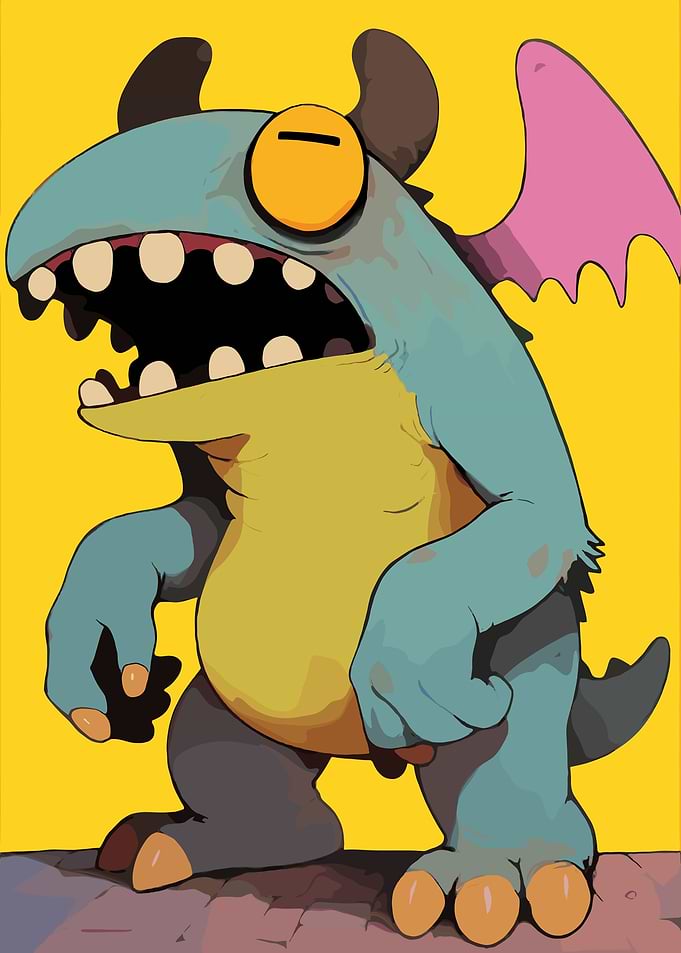 Cartoon Monster with Open Mouth