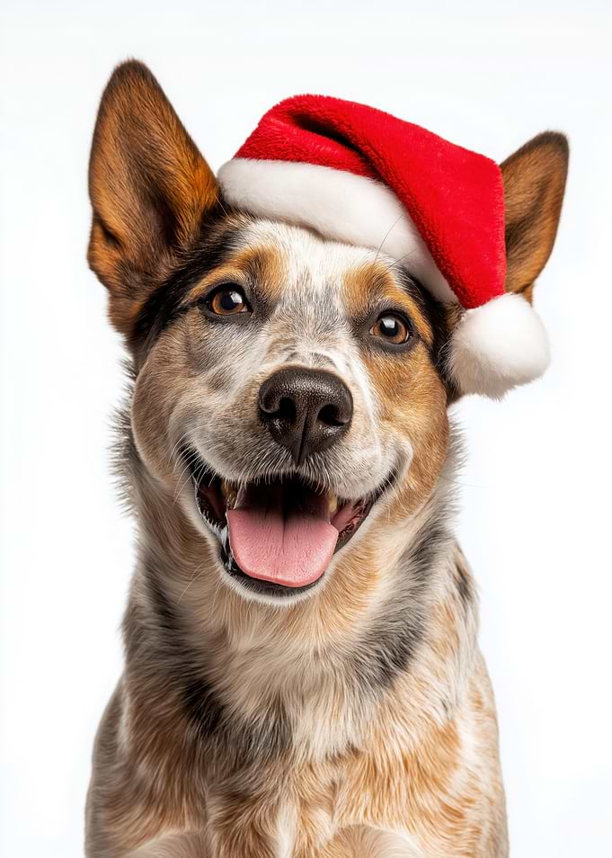 Australian Cattle Dog with Santa Hat