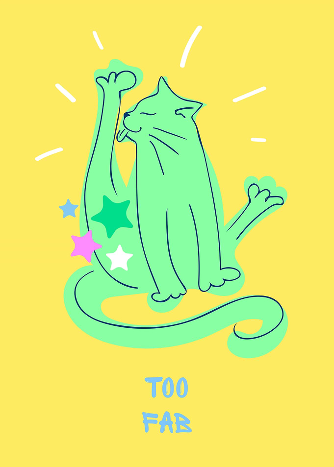 Too Fab Cute Cat Illustration