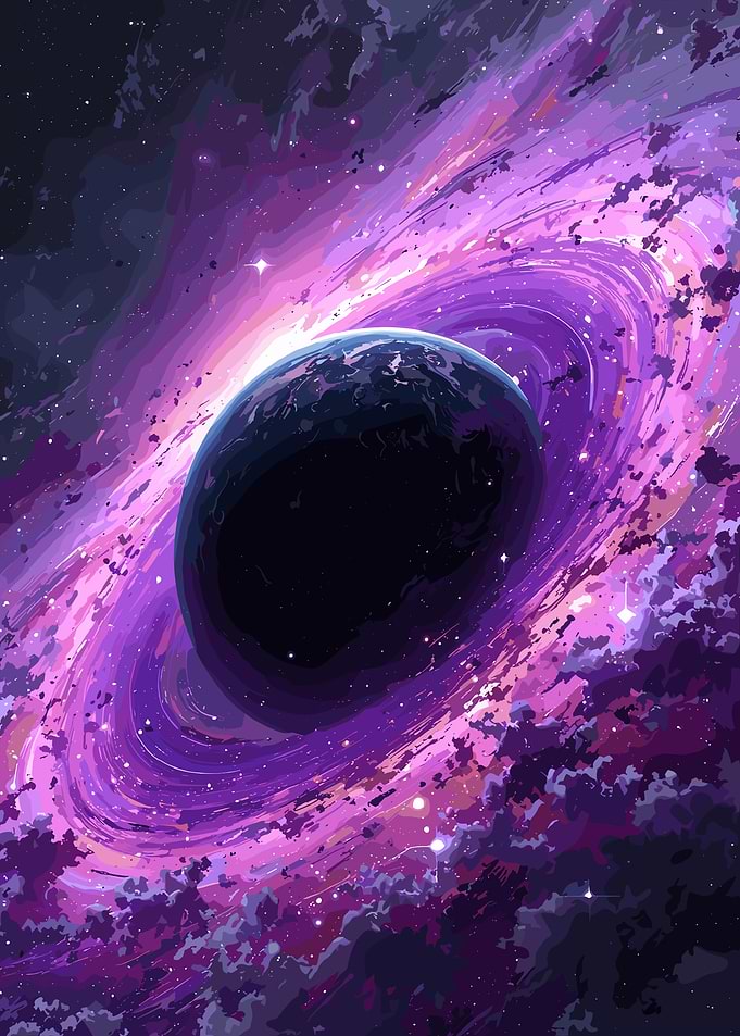 Purple Space Galaxy with Planet