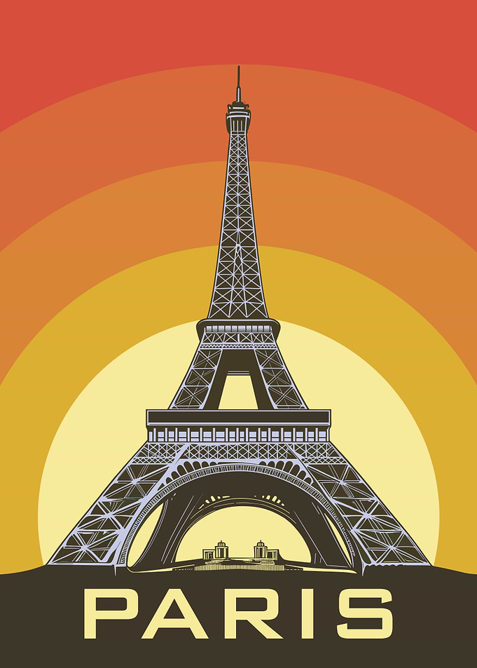 Eiffel Tower Paris Vintage Poster