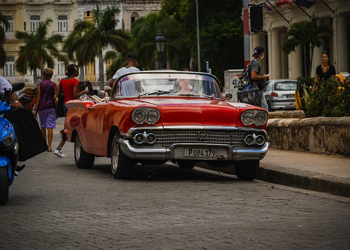 Classic Red Car in Cuba Street
