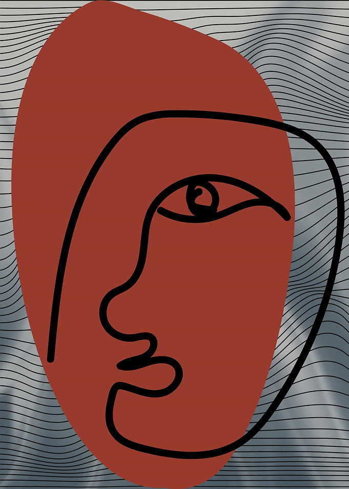 Abstract Face Line Art