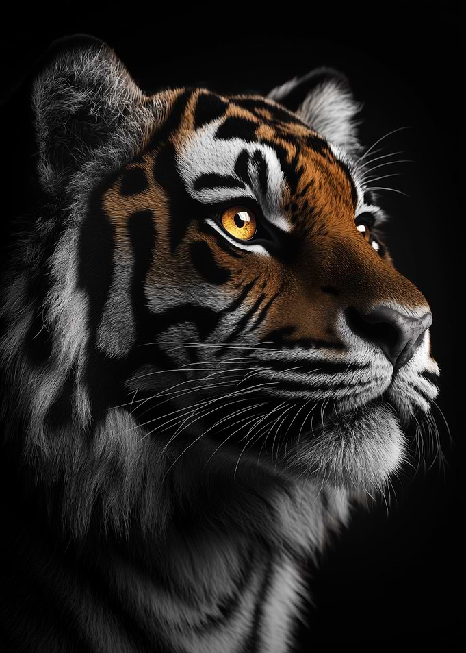 Tiger Portrait on Black Background