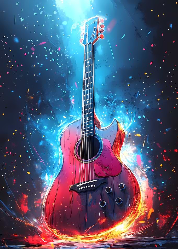 Electric Guitar with Colorful Energy