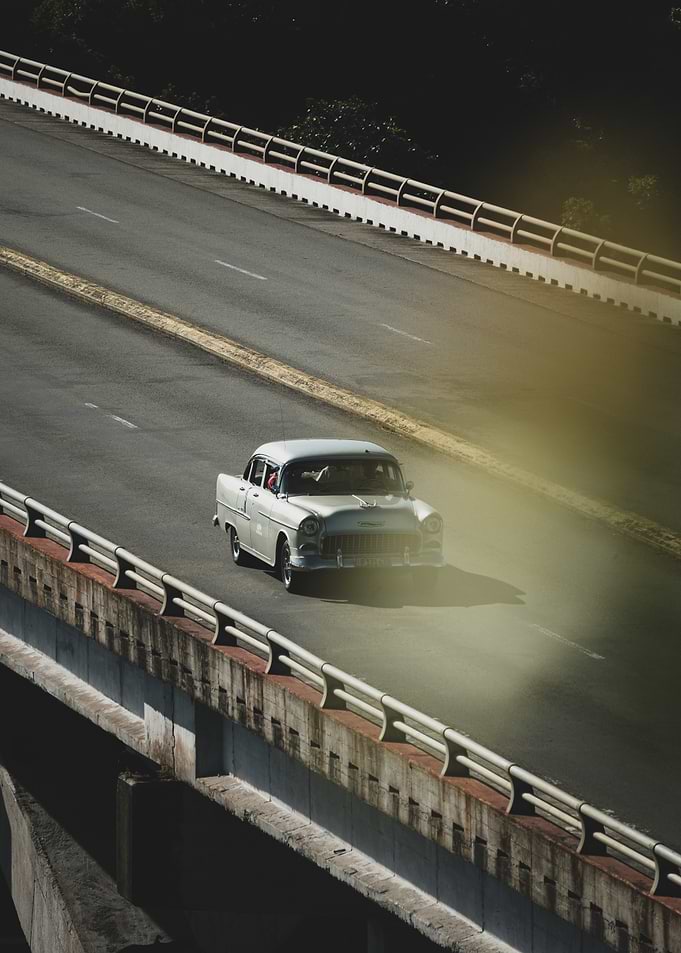 Vintage Car on Bridge