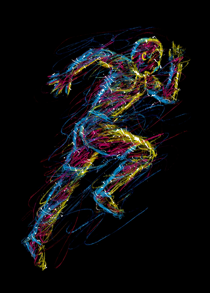 Abstract Runner on Black Background