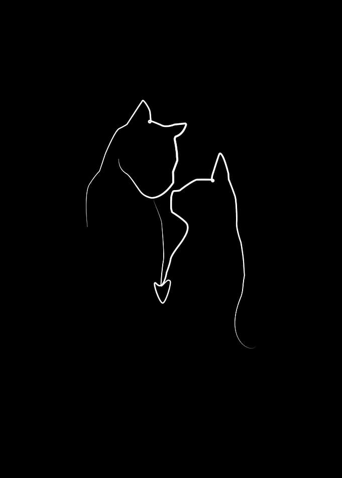 Minimalist Cat Couple Line Art – Love in Simplicity