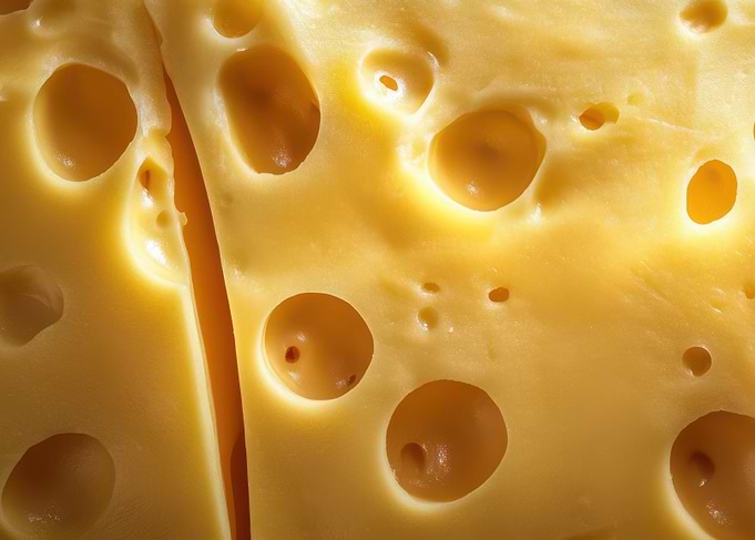 Close-up of Swiss Cheese Texture