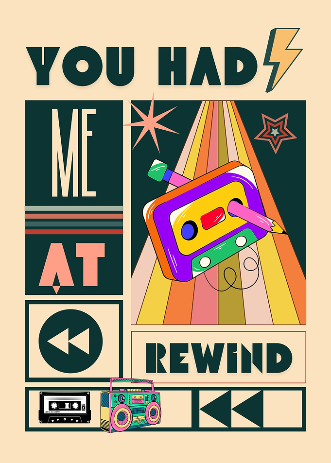 Retro Music Rewind Cassette Tape Art