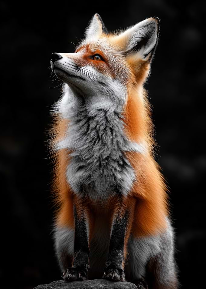 Fox Portrait Looking Upward