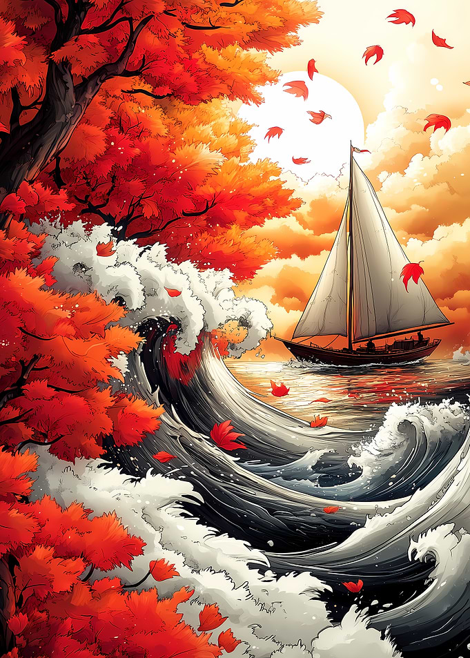 Autumn Sailboat Journey