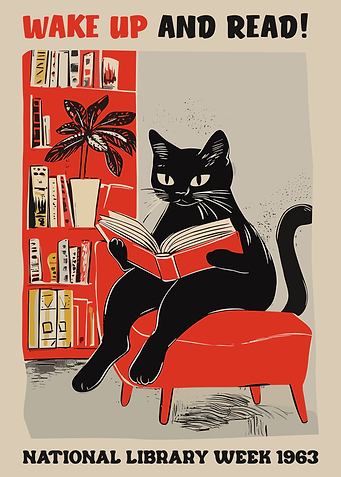 Cat Reading Book National Library Week