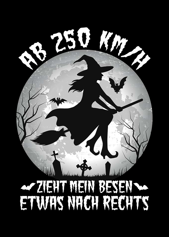 Witch on Broomstick with Moon