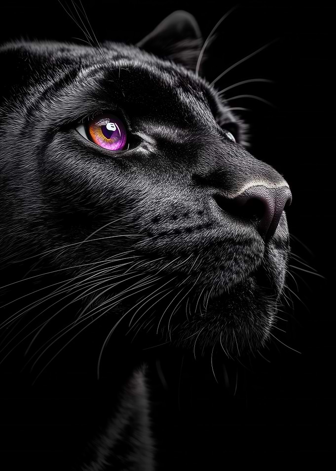 Black Panther Portrait with Purple Eye