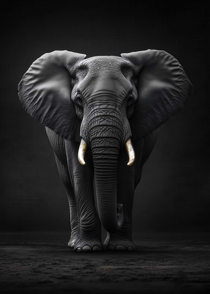 Monochrome Elephant Portrait