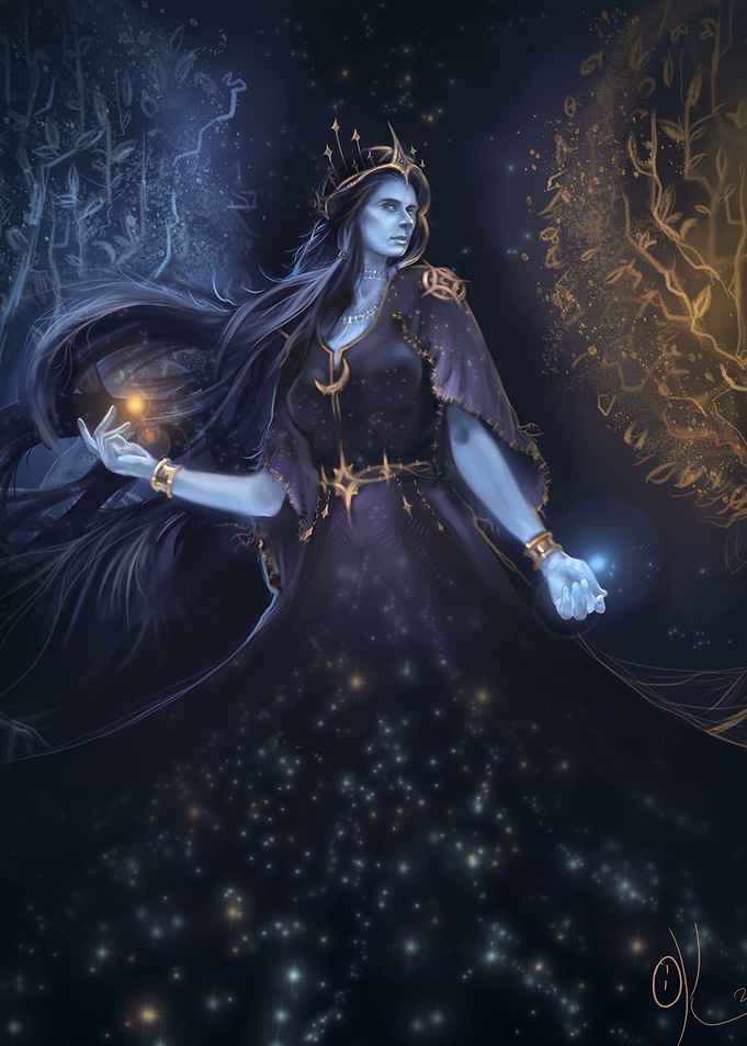 Celestial Queen Varda with Stars and Magic