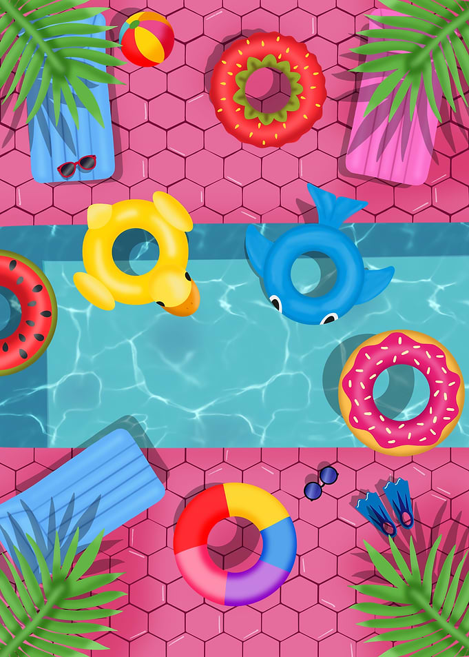 Summer Pool Party Illustration