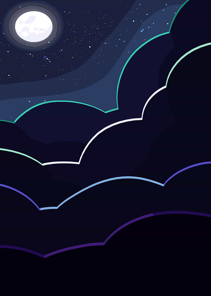 Night Sky with Clouds and Moon