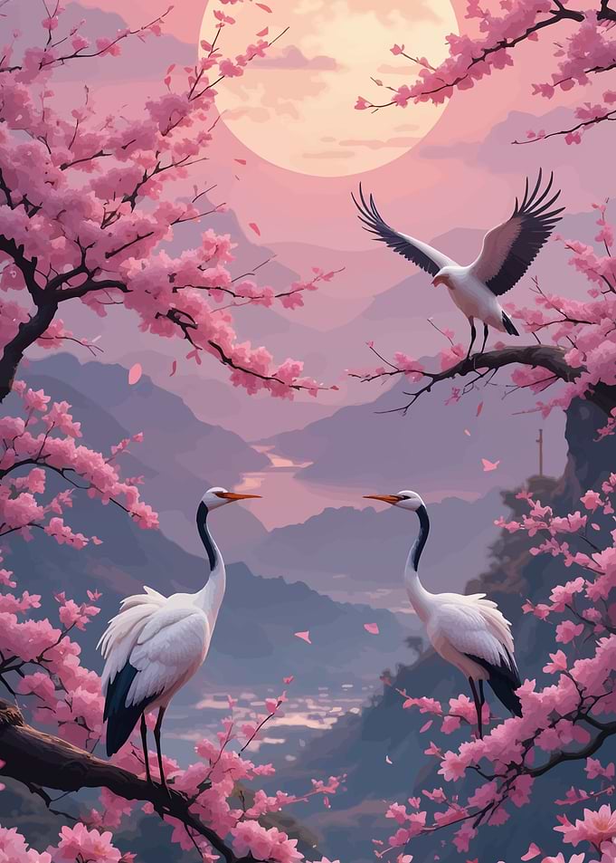 Cranes and Cherry Blossoms