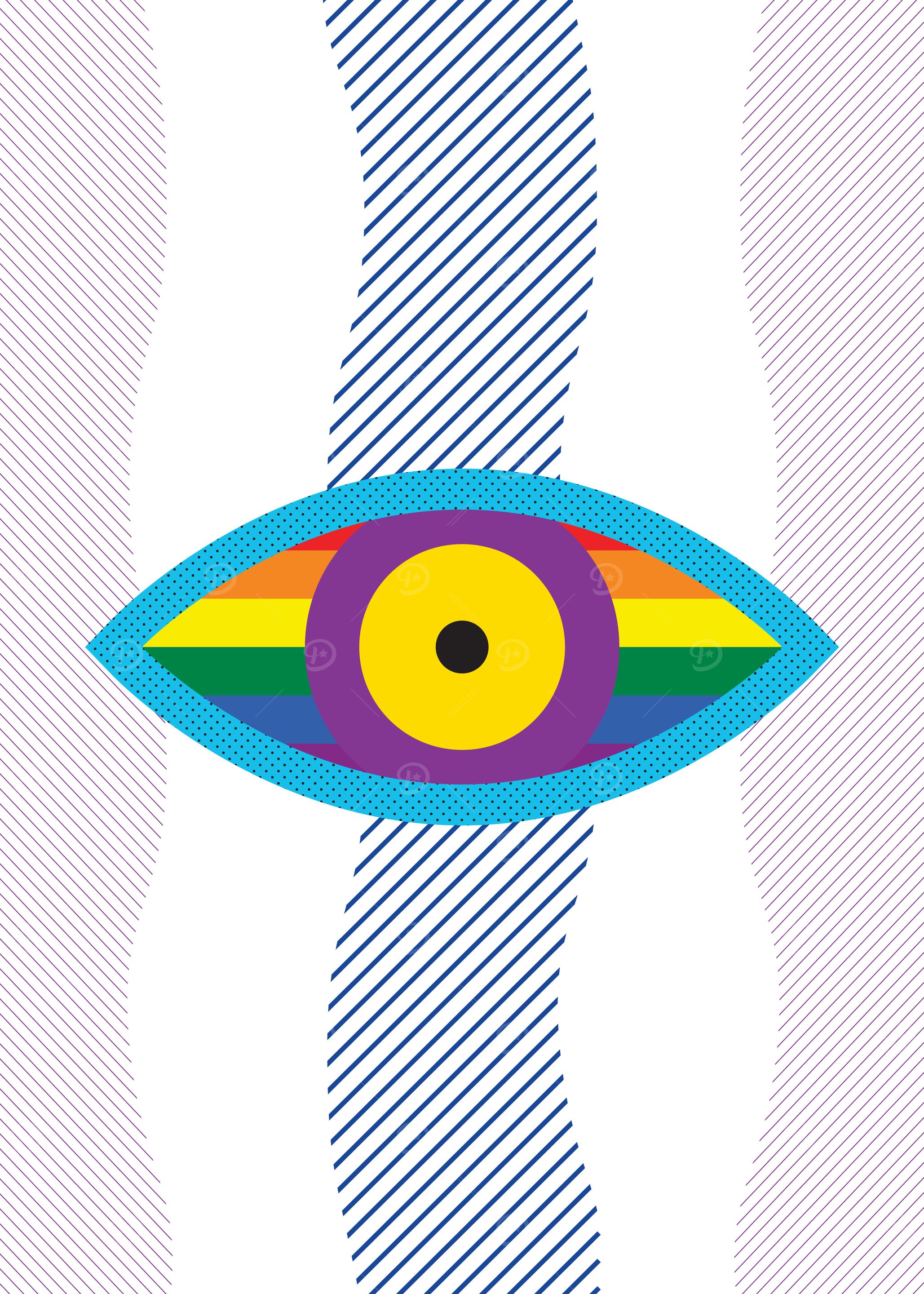 Rainbow Eye Graphic Art