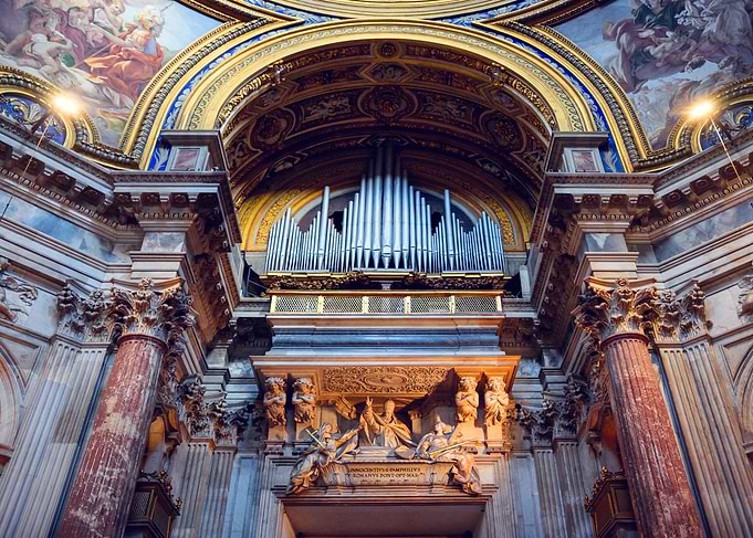 Ornate Church Interior with Pipe Organ