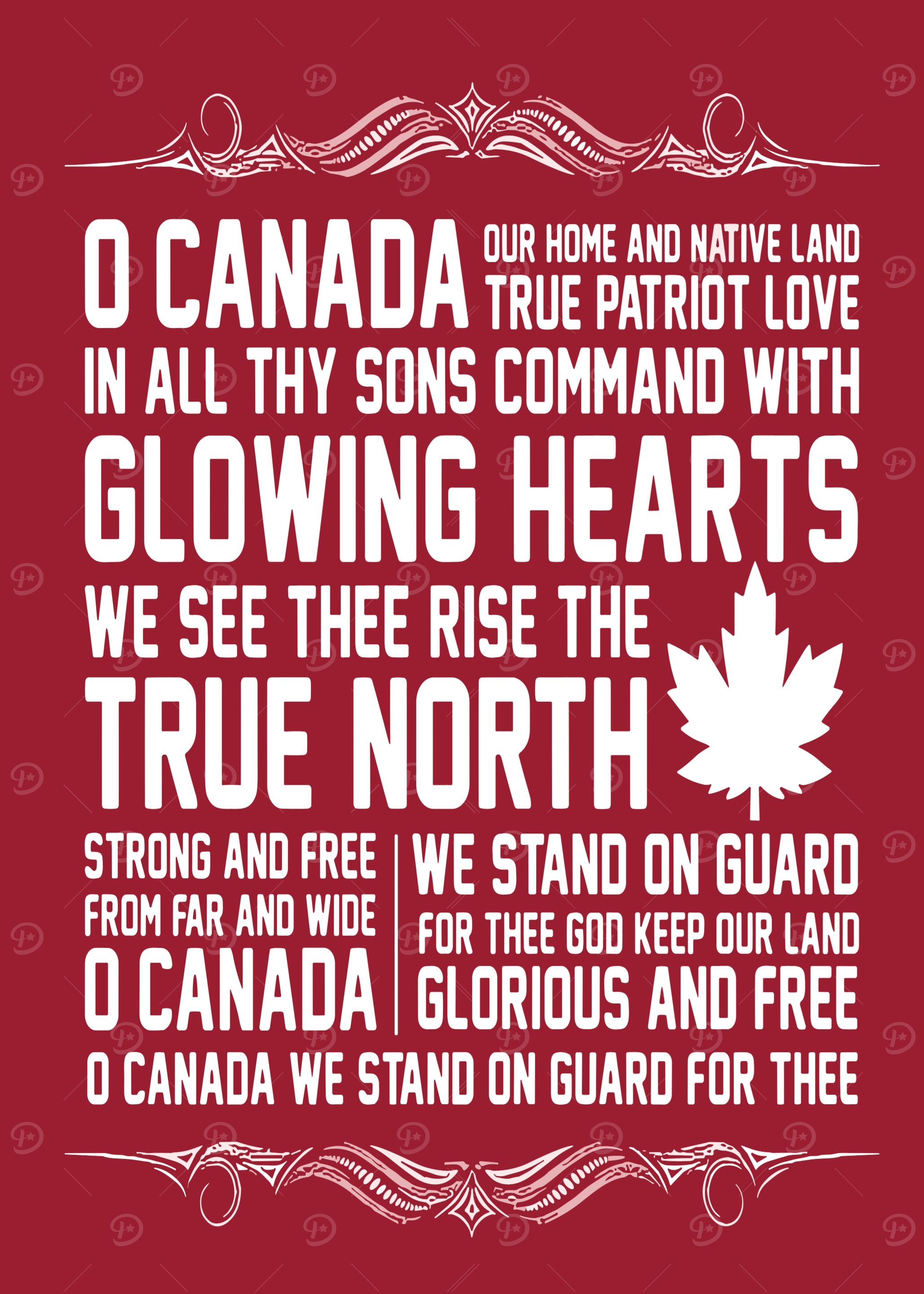 O Canada Patriotic Lyrics Poster