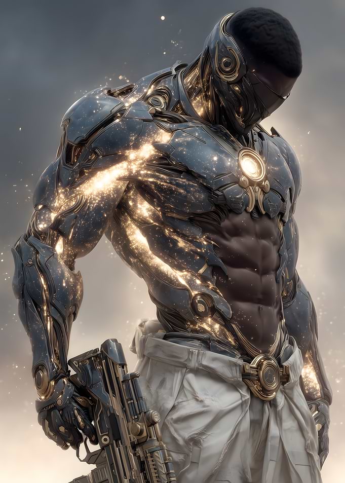 Futuristic Warrior with Glowing Armor