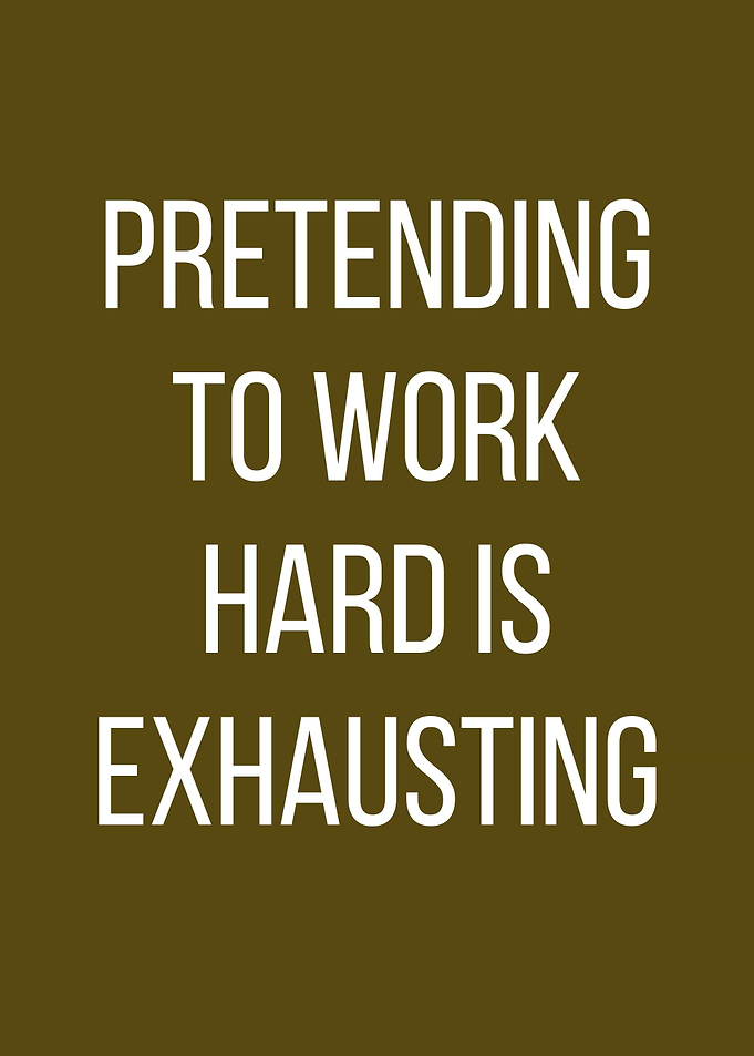 Pretending to work hard text art