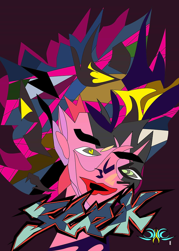 Abstract Portrait with Graffiti Text