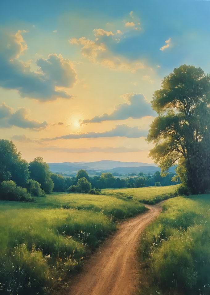 Scenic Countryside Road at Sunset