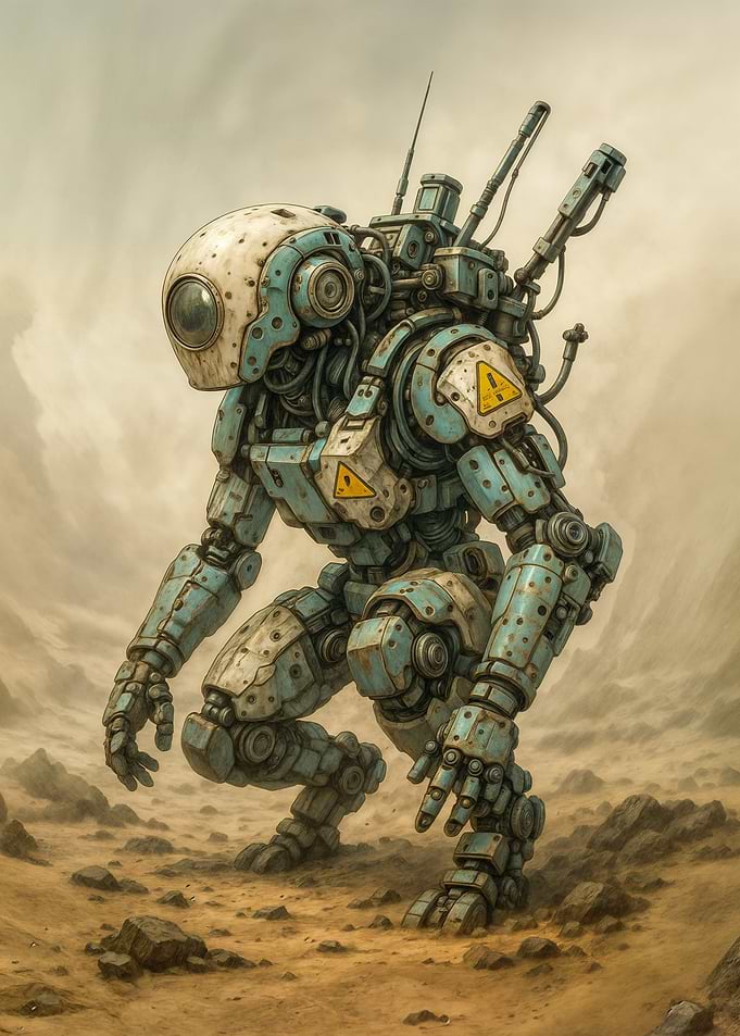 Robot in Desert Landscape