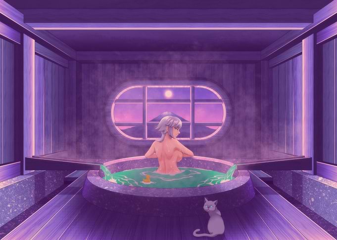 Onsen with Cat