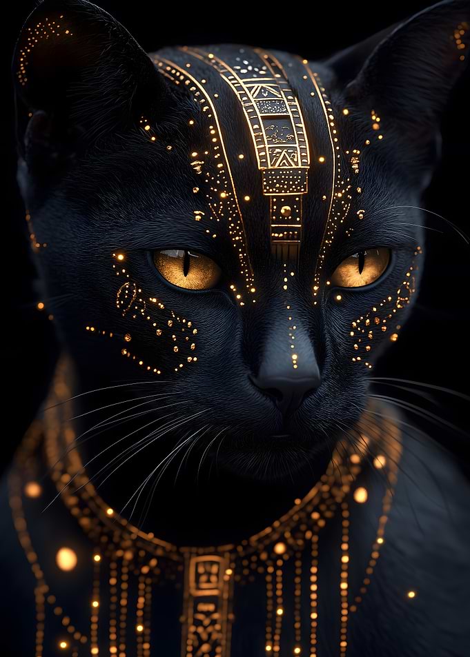 Black Cat with Golden Markings