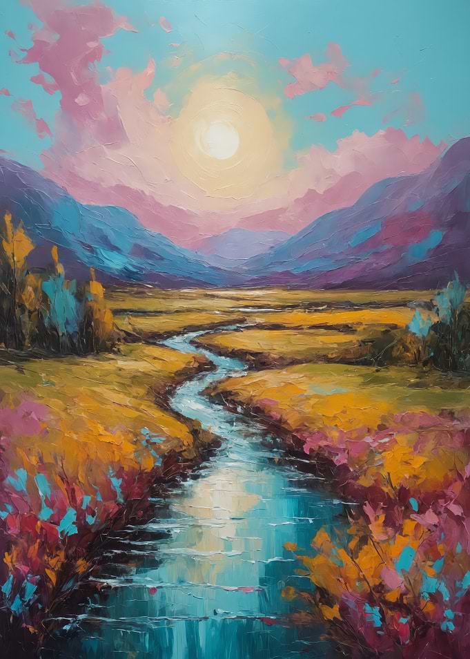Impressionistic Landscape with River