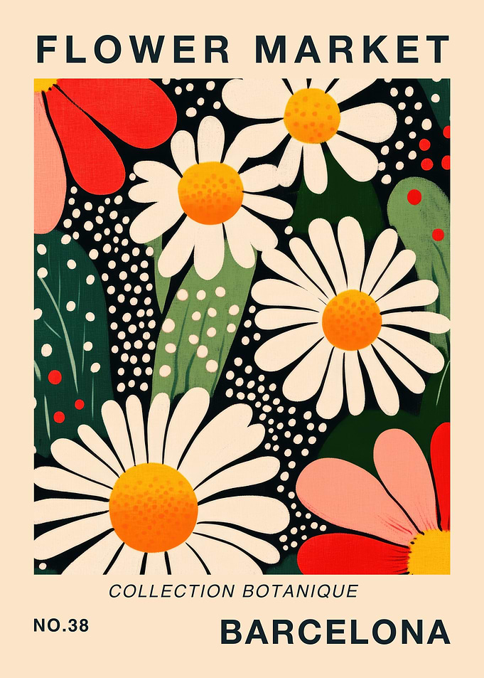 Flower Market Barcelona Travel Art Print