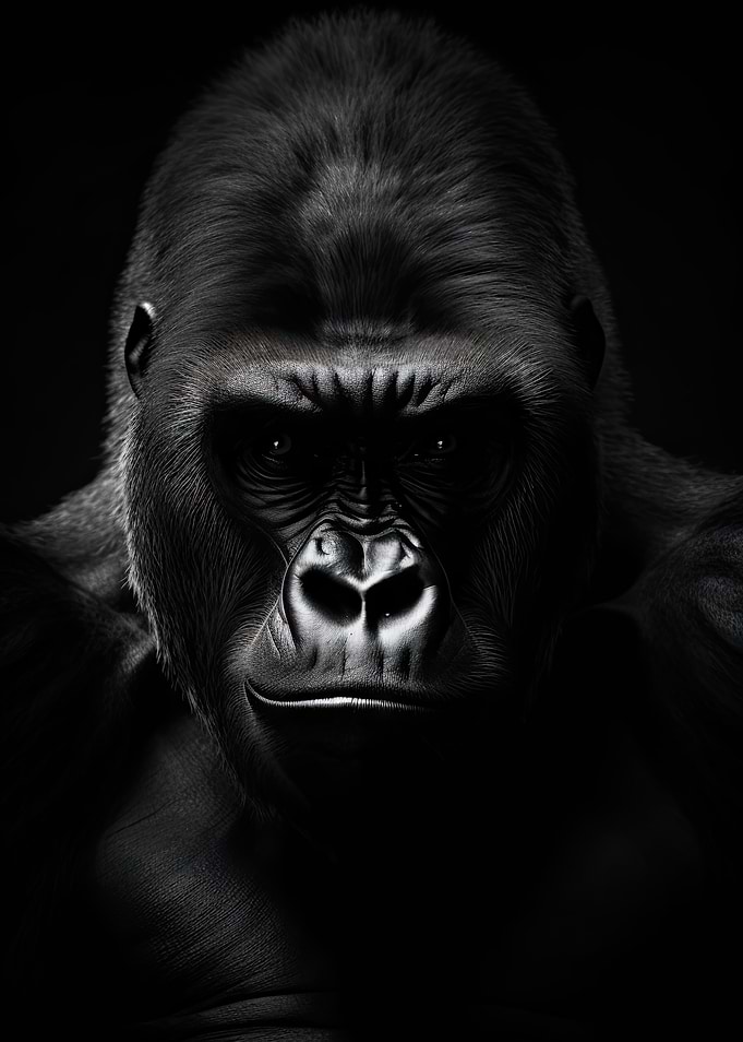Monochrome Gorilla Portrait